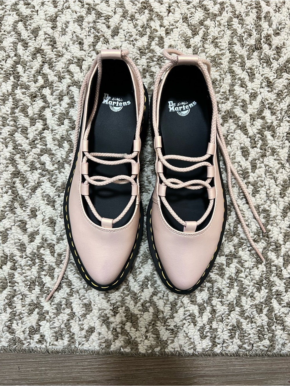 Doc Martens Elphie II Lace Up Ballet Shoes Iridescent Pink size 7 EUC